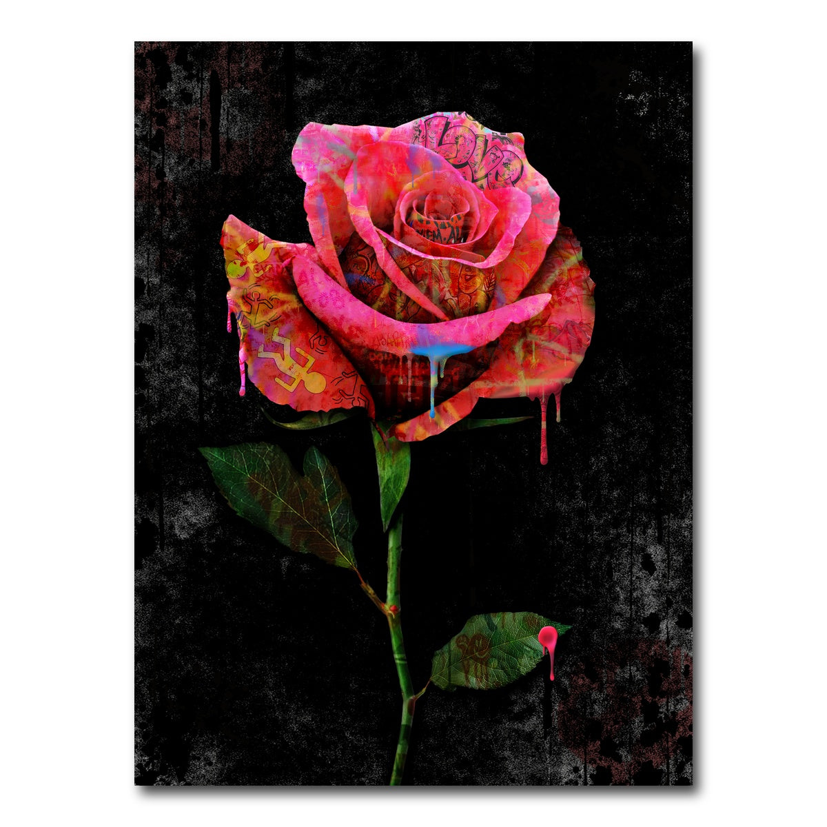 AUTO-MOCKUP WHITE | Paint Drip Rose | 1 Piece | Gallery Wrap Canvas | group=3x4