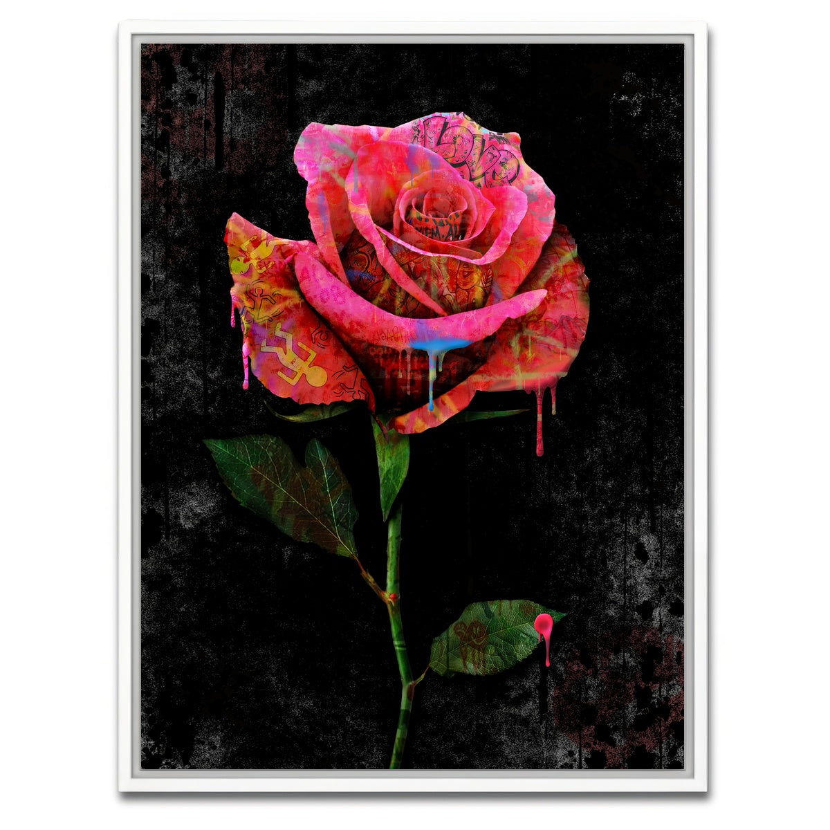 AUTO-MOCKUP WHITE | Paint Drip Rose | 1 Piece | White Framed Canvas | group=3x4