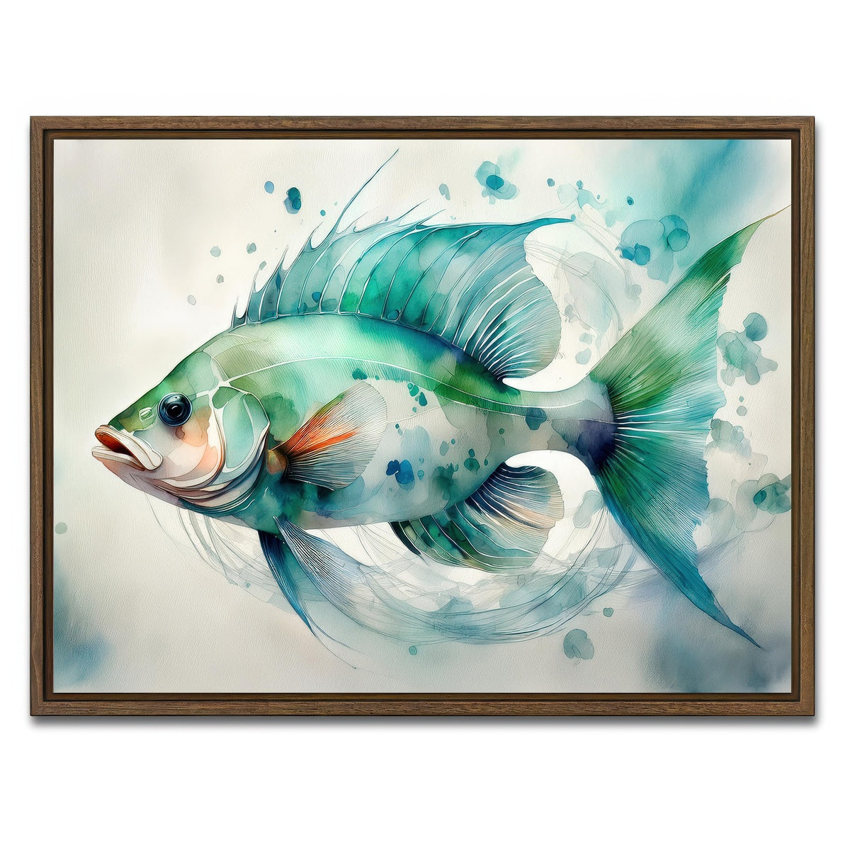 AUTO-MOCKUP WHITE | Painting Art of Salt Water Fish | 1 Piece | Walnut Framed Canvas | group=4x3