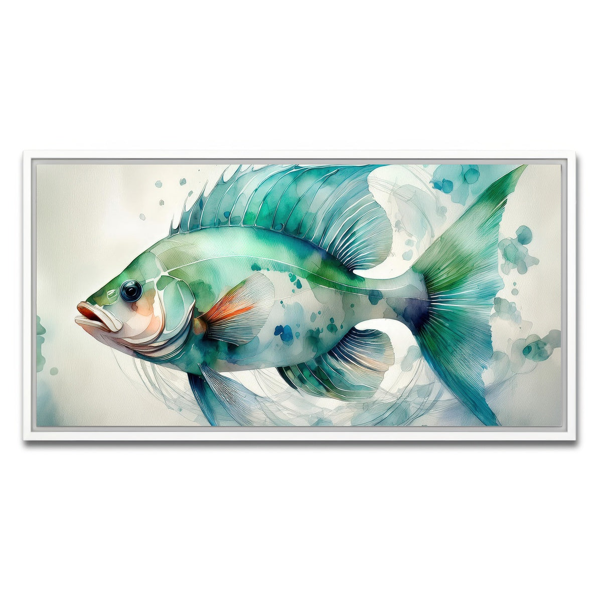 AUTO-MOCKUP WHITE | Painting Art of Salt Water Fish | 1 Piece | White Framed Canvas | group=2x1