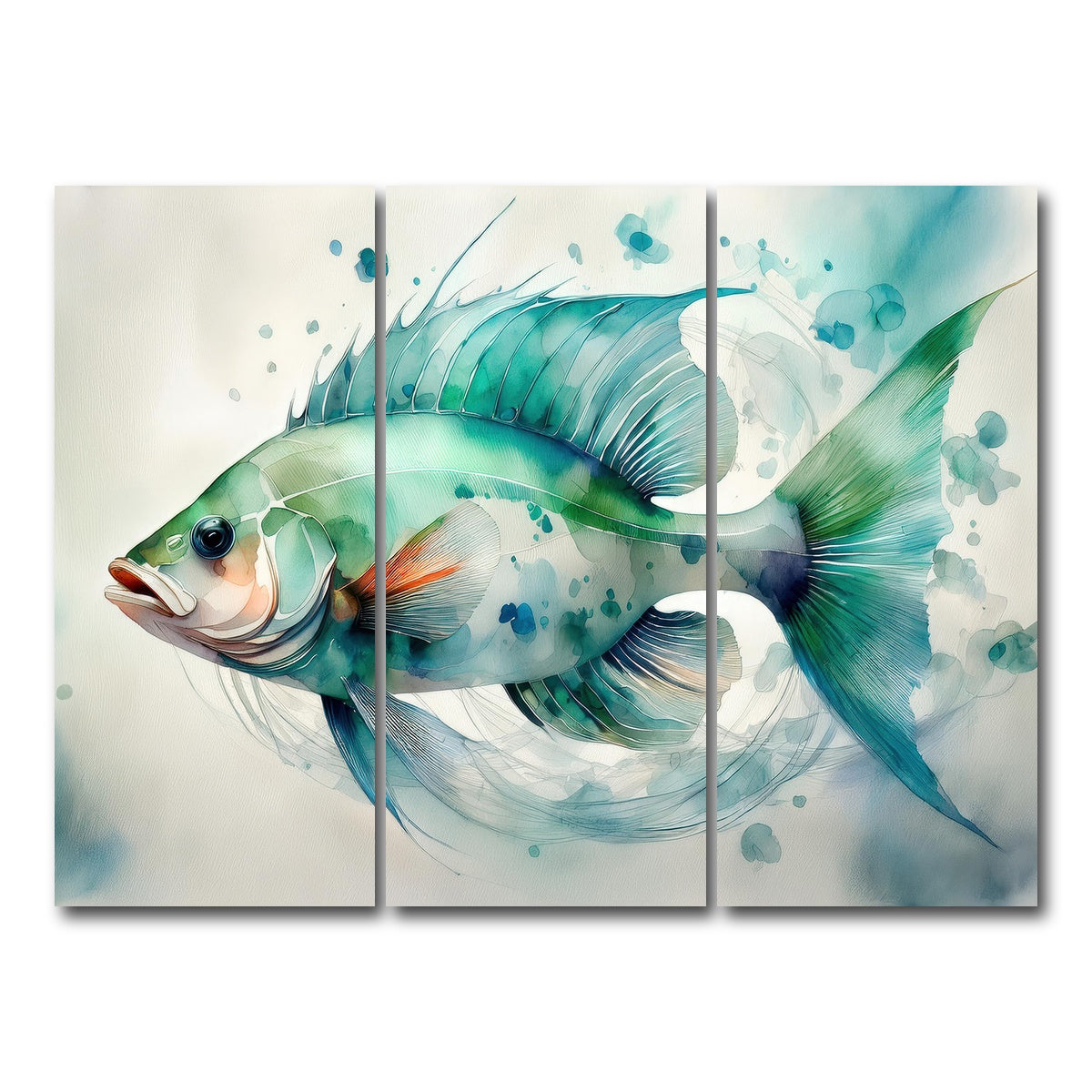 AUTO-MOCKUP WHITE | Painting Art of Salt Water Fish | 3 Piece | Gallery Wrap Canvas | group=8x18