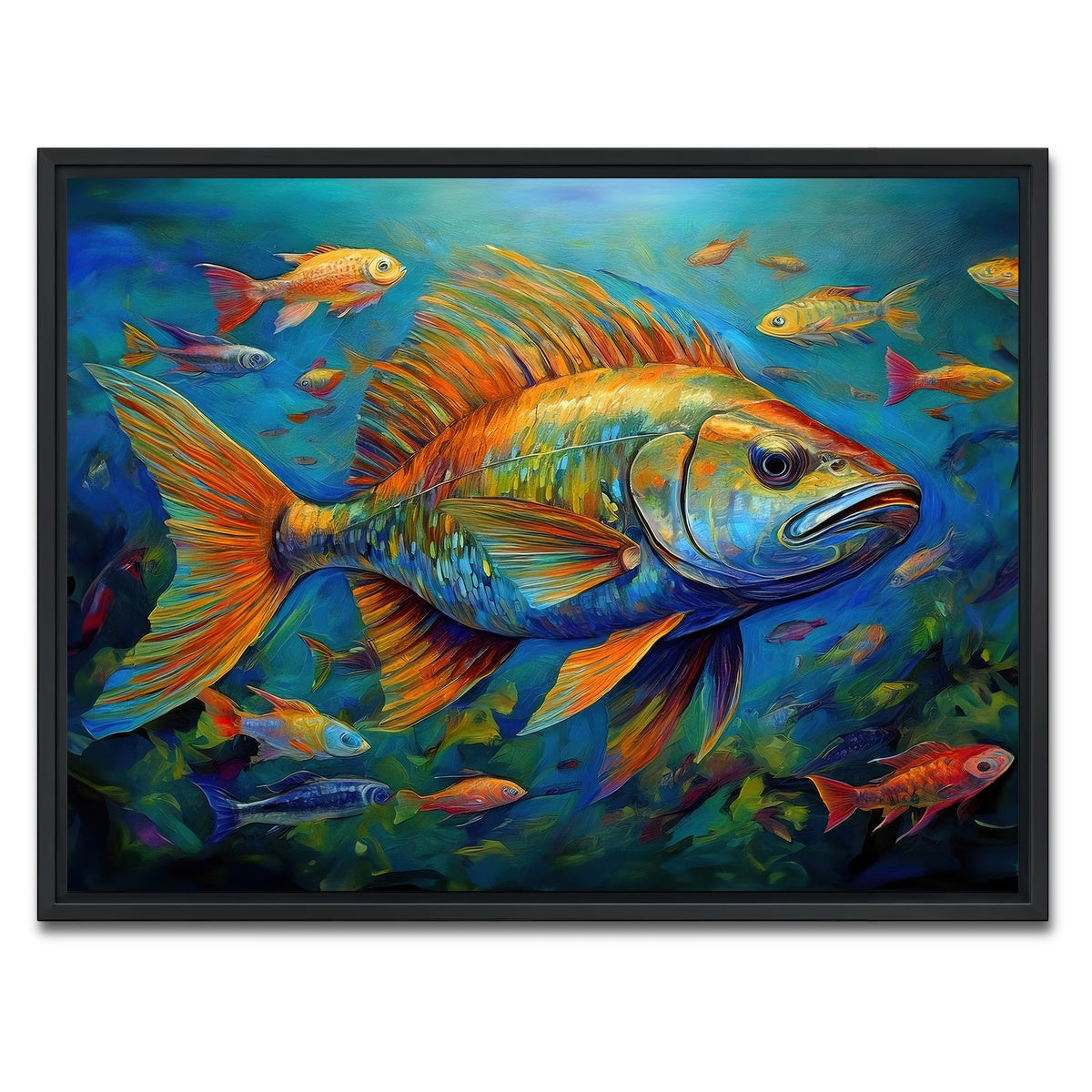 AUTO-MOCKUP WHITE | Painting art of fish | 1 Piece | Black Framed Canvas | group=4x3