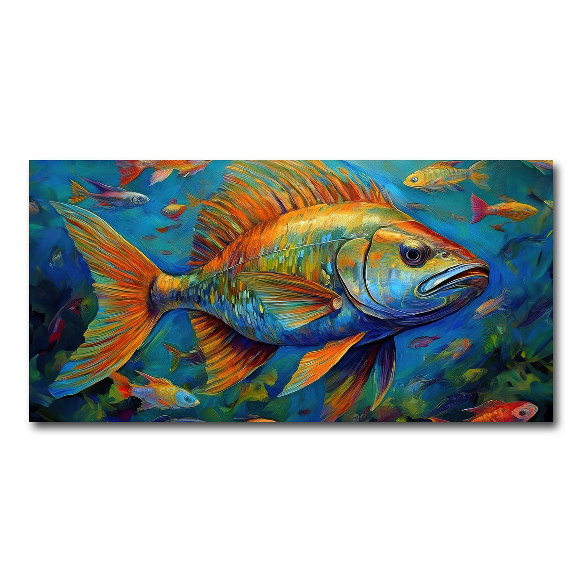 AUTO-MOCKUP WHITE | Painting art of fish | 1 Piece | Gallery Wrap Canvas | group=2x1