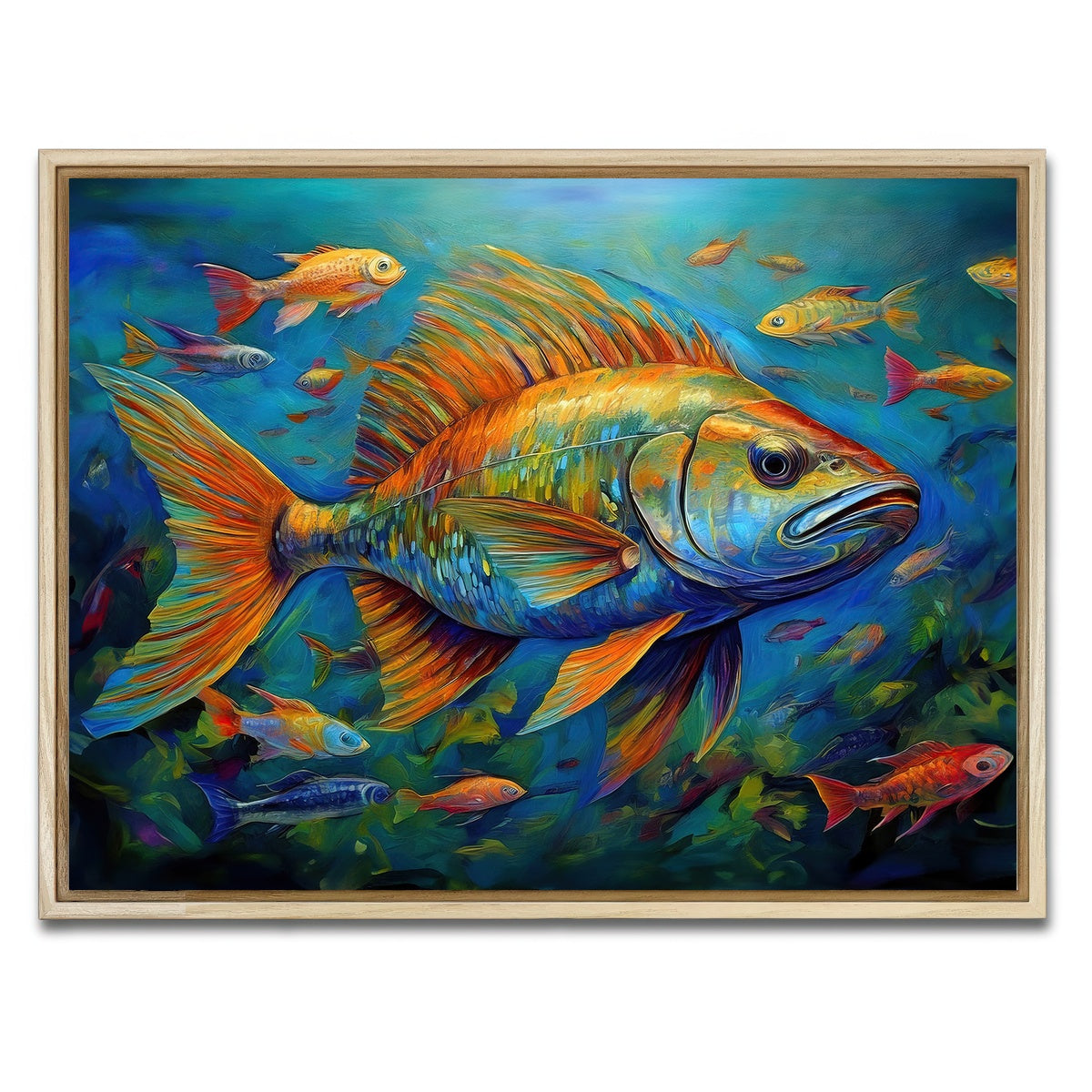 AUTO-MOCKUP WHITE | Painting art of fish | 1 Piece | Natural Framed Canvas | group=4x3