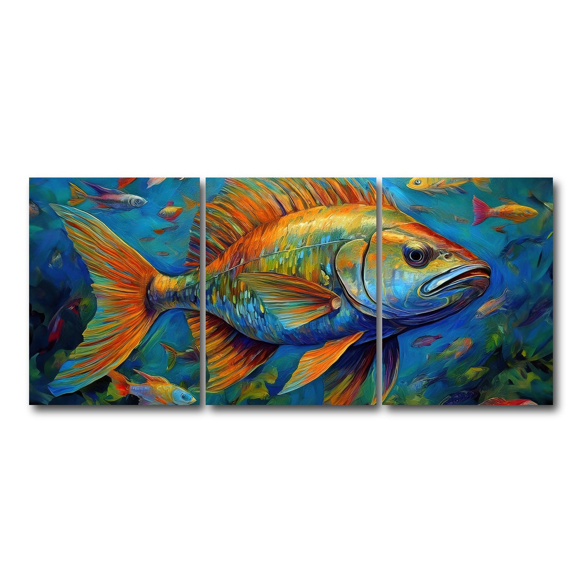 AUTO-MOCKUP WHITE | Painting art of fish | 3 Piece | Gallery Wrap Canvas | group=18x24