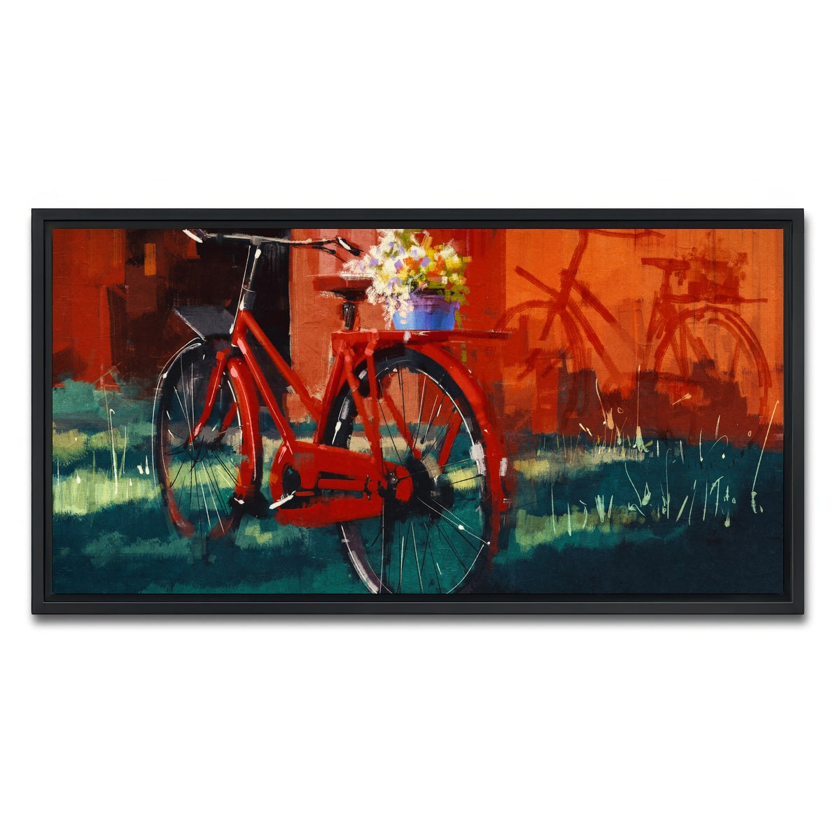 AUTO-MOCKUP WHITE | Painting of vintage bicycle | 1 Piece | Black Framed Canvas | group=2x1