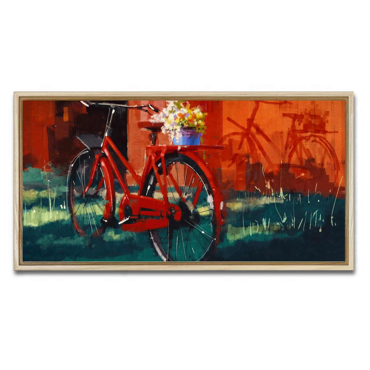 AUTO-MOCKUP WHITE | Painting of vintage bicycle | 1 Piece | Natural Framed Canvas | group=2x1