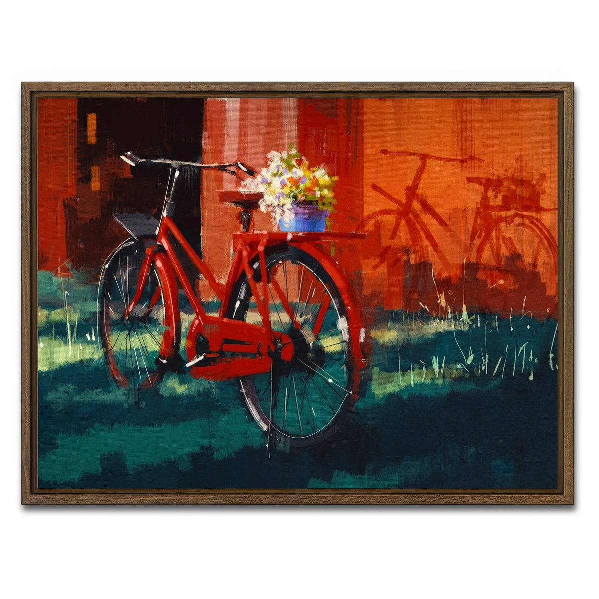AUTO-MOCKUP WHITE | Painting of vintage bicycle | 1 Piece | Walnut Framed Canvas | group=4x3