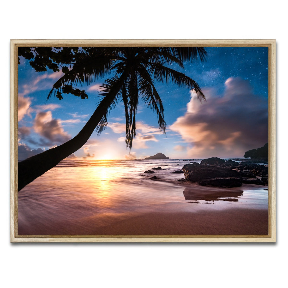 AUTO-MOCKUP WHITE | Palm Tree Beach | 1 Piece | Natural Framed Canvas | group=4x3