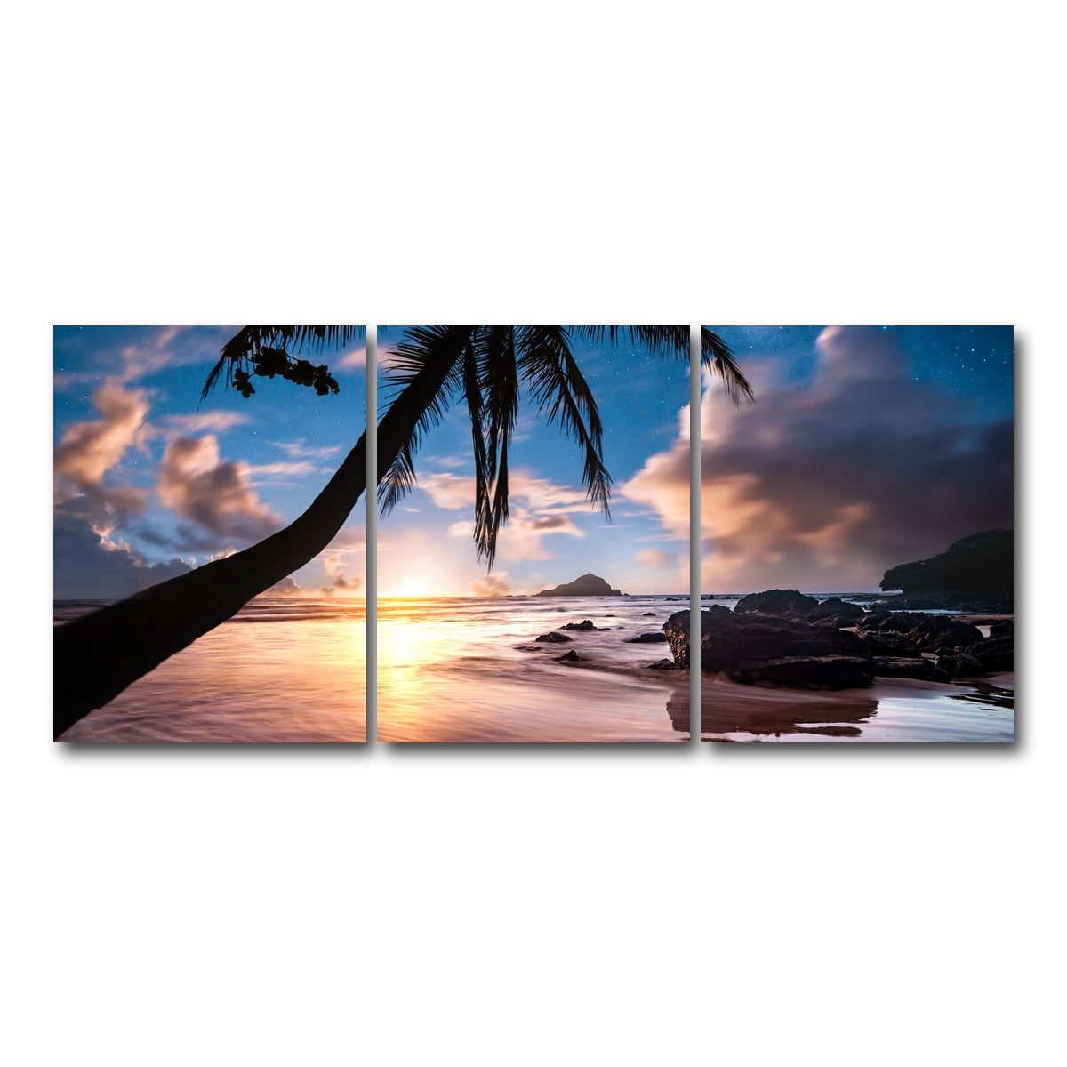 AUTO-MOCKUP WHITE | Palm Tree Beach | 3 Piece | Gallery Wrap Canvas | group=18x24