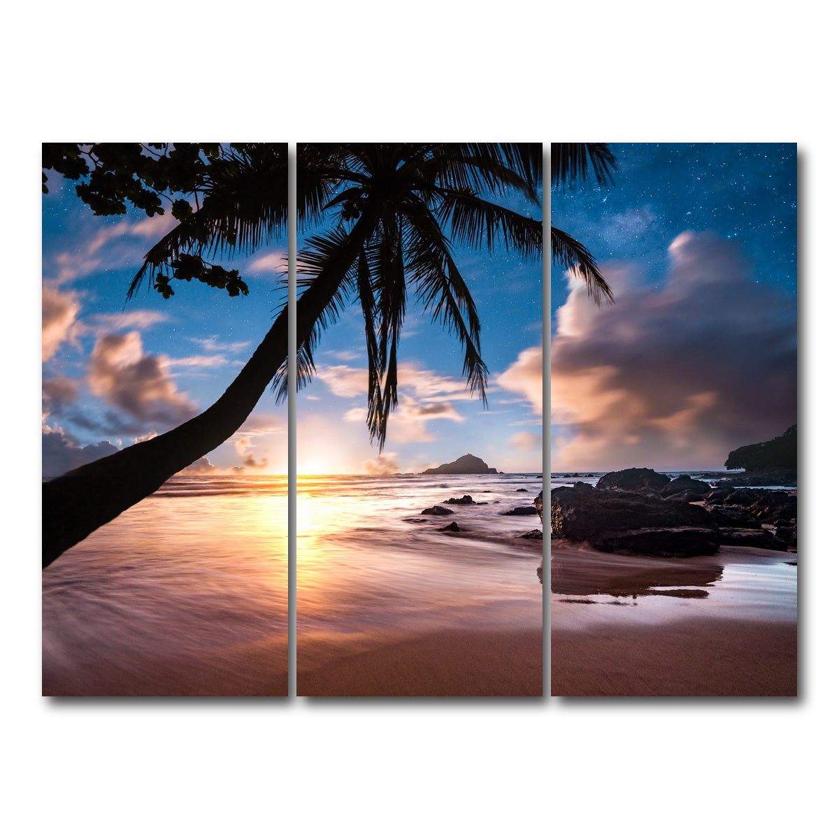 AUTO-MOCKUP WHITE | Palm Tree Beach | 3 Piece | Gallery Wrap Canvas | group=8x18