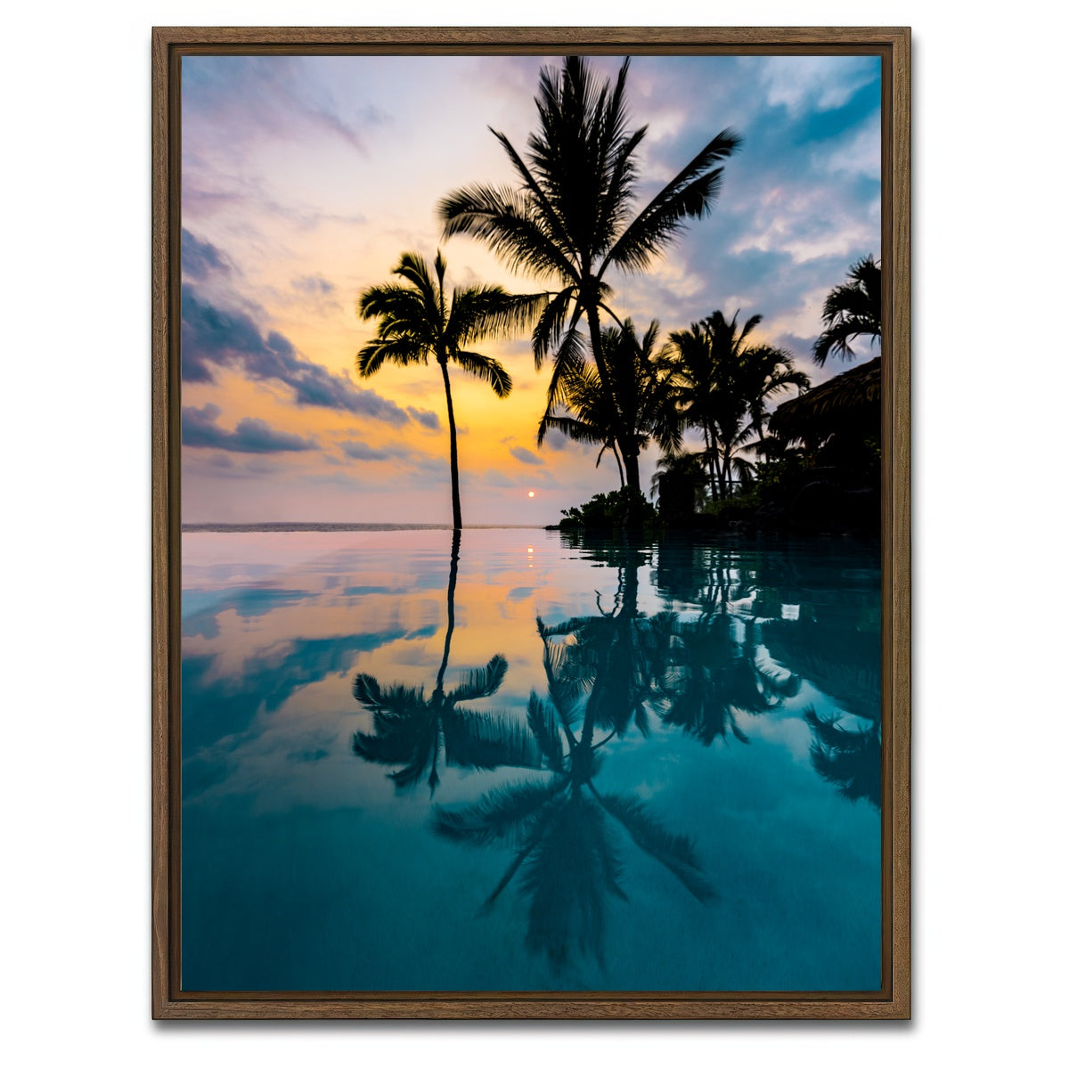 AUTO-MOCKUP WHITE | Palm Tree Reflection | 1 Piece | Walnut Framed Canvas | group=3x4