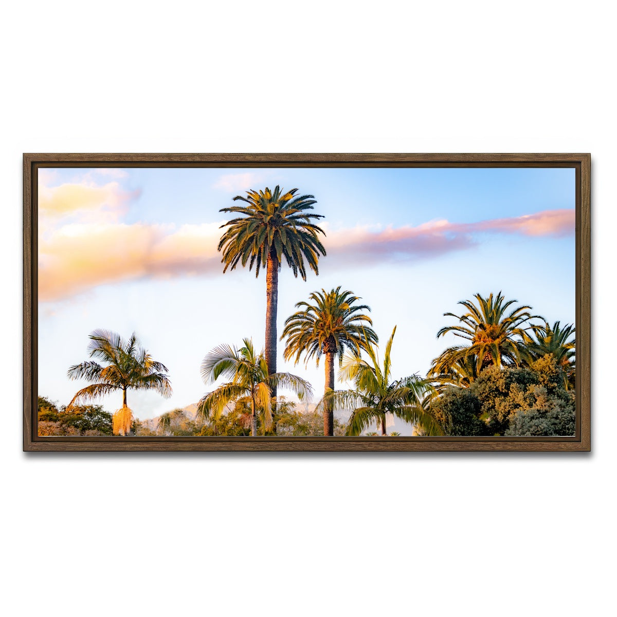 AUTO-MOCKUP WHITE | Palm Trees | 1 Piece | Walnut Framed Canvas | group=2x1