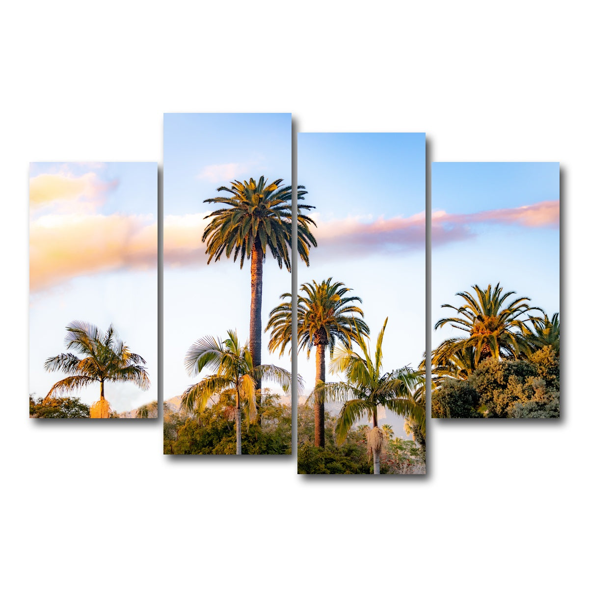 AUTO-MOCKUP WHITE | Palm Trees | 4 Piece | Gallery Wrap Canvas | group=4_short