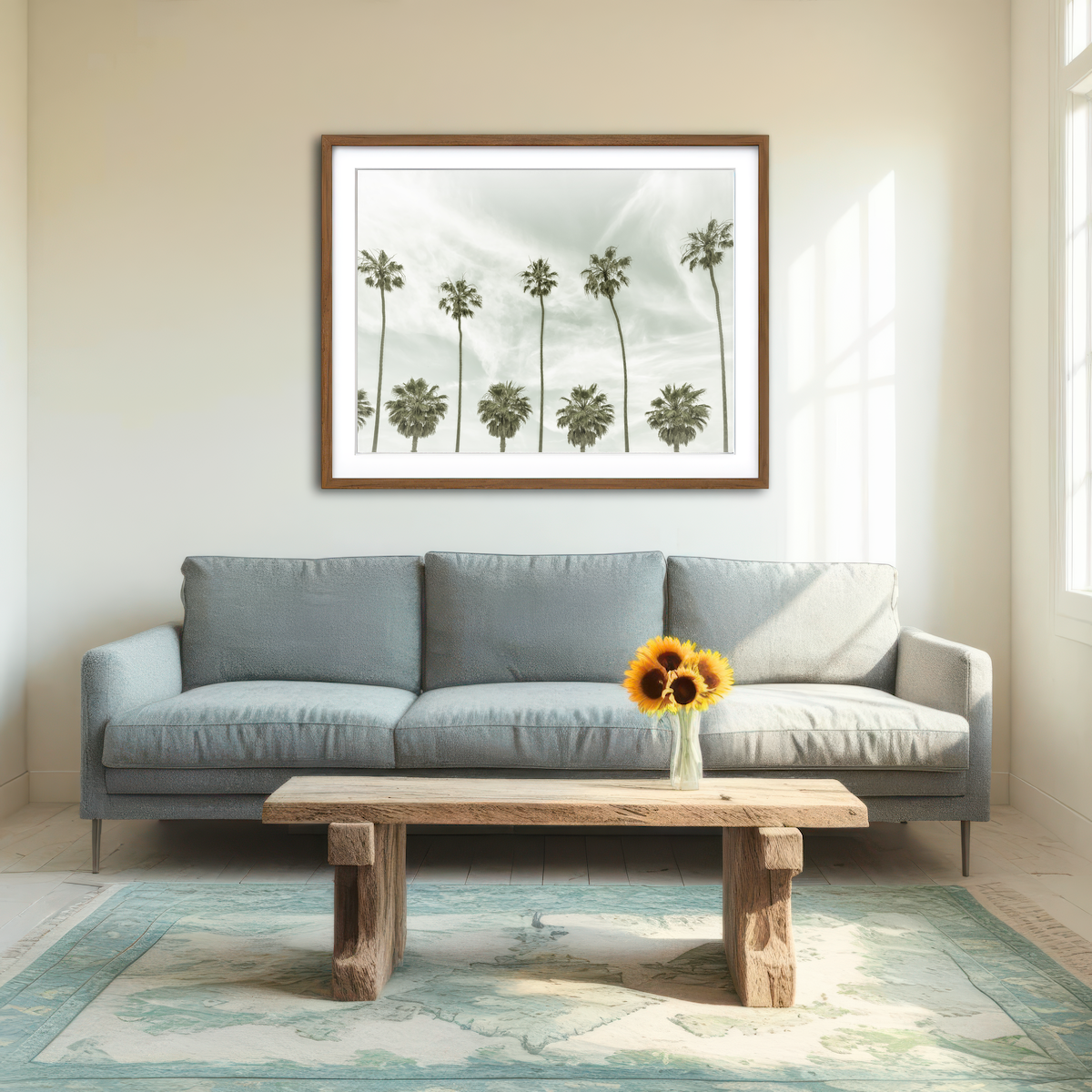 AUTO-MOCKUP ROOM | Palm Trees and Clouds Wall Art