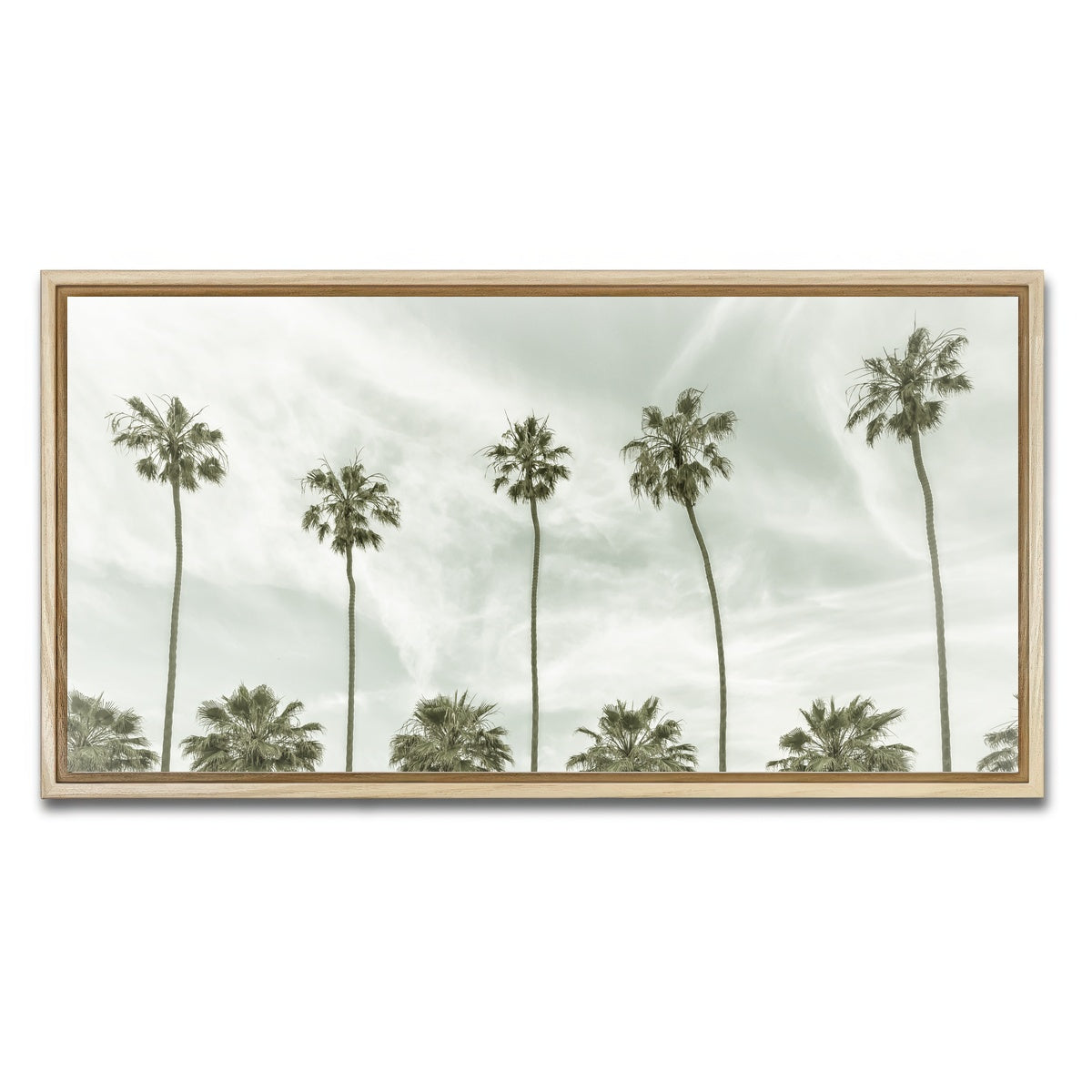 AUTO-MOCKUP WHITE | Palm Trees and Clouds | 1 Piece | Natural Framed Canvas | group=2x1