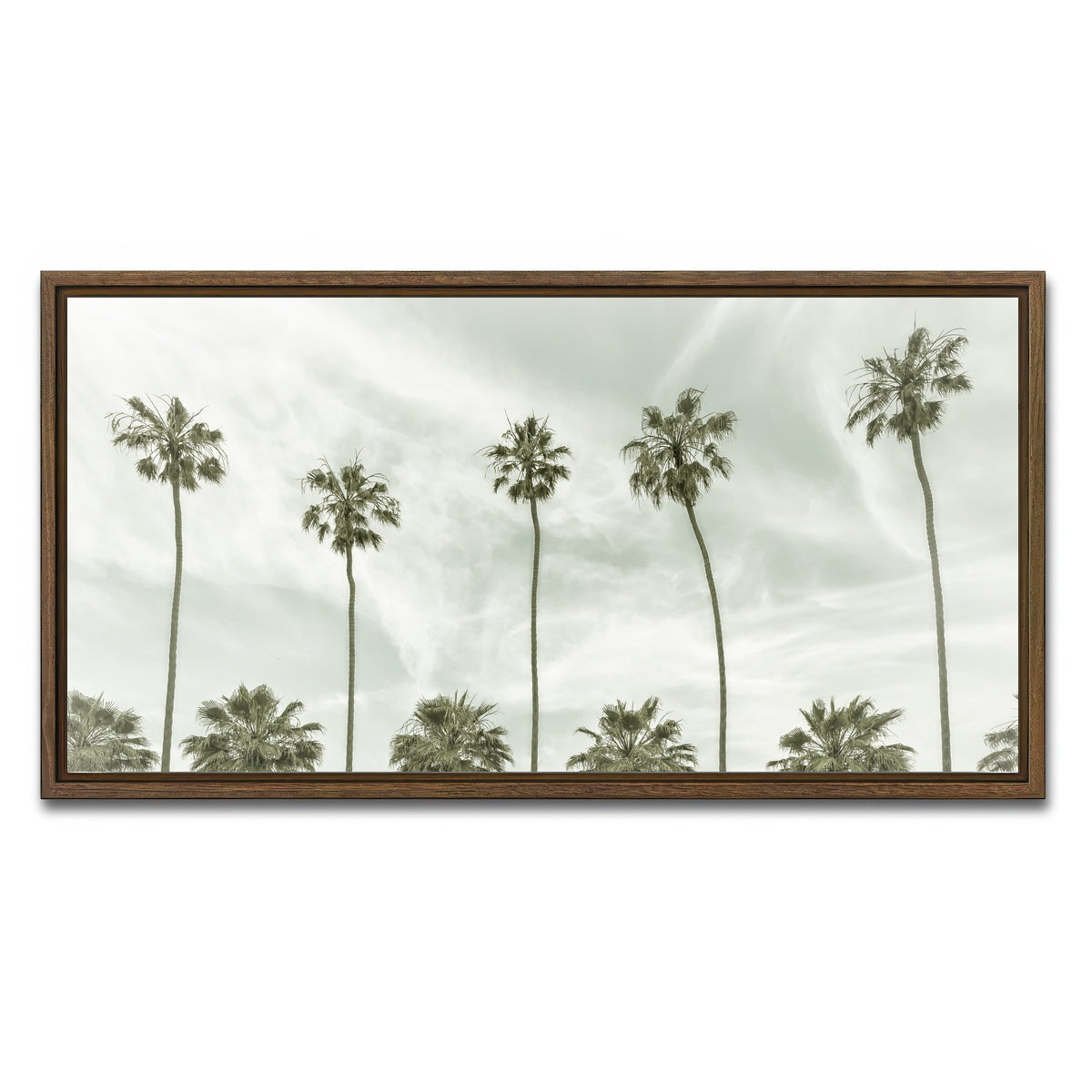 AUTO-MOCKUP WHITE | Palm Trees and Clouds | 1 Piece | Walnut Framed Canvas | group=2x1