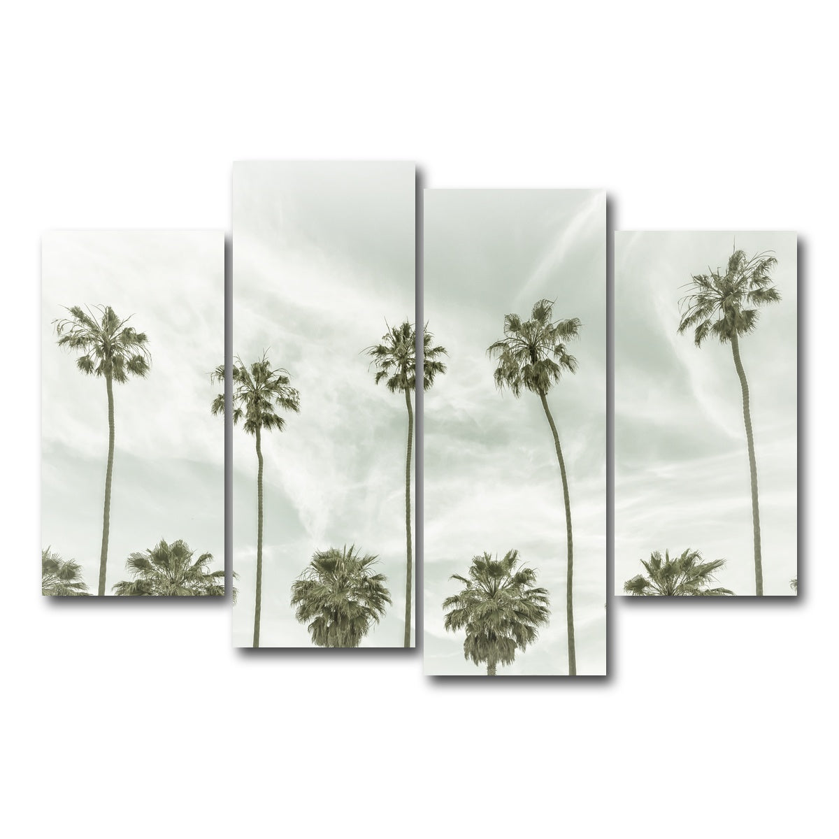 AUTO-MOCKUP WHITE | Palm Trees and Clouds | 4 Piece | Gallery Wrap Canvas | group=4_short