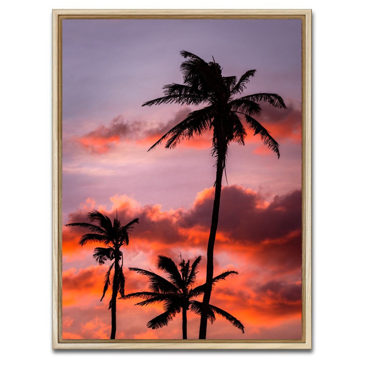 AUTO-MOCKUP WHITE | Palm Trees at Sunset | 1 Piece | Natural Framed Canvas | group=3x4
