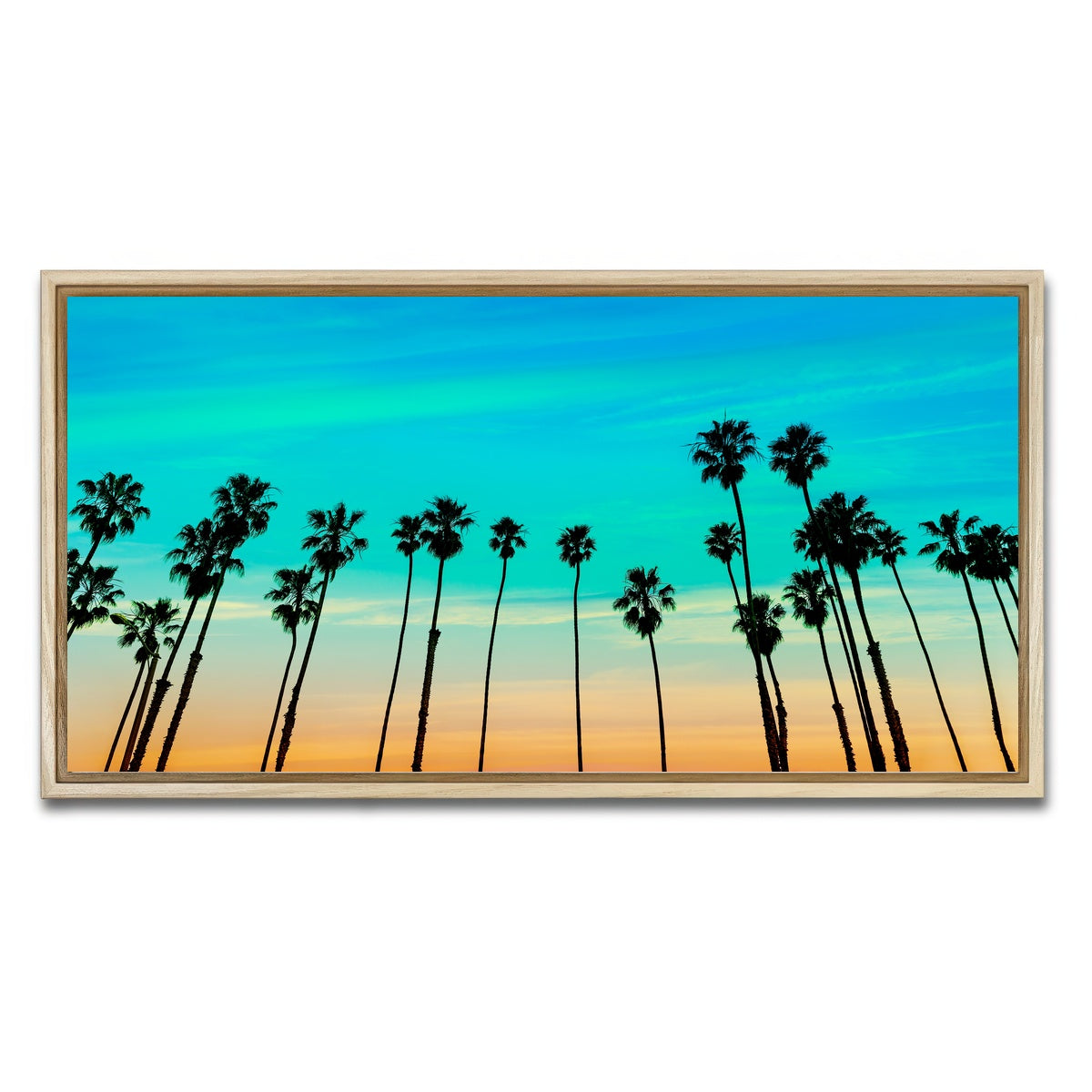 AUTO-MOCKUP WHITE | Palm tree Sunset Santa Barbara | 1 Piece | Natural Framed Canvas | group=2x1