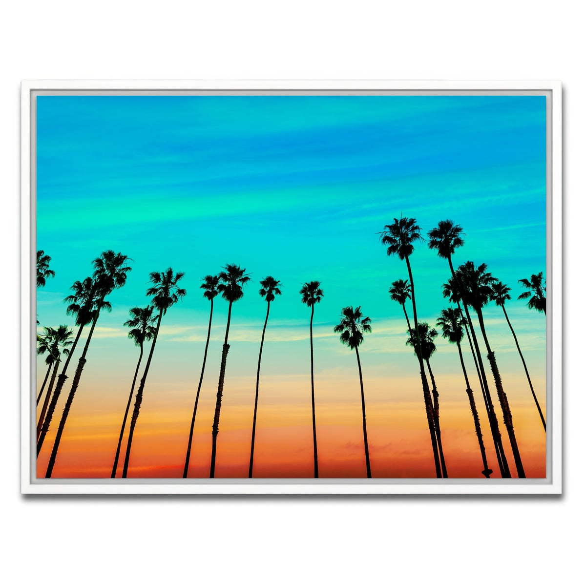AUTO-MOCKUP WHITE | Palm tree Sunset Santa Barbara | 1 Piece | White Framed Canvas | group=4x3