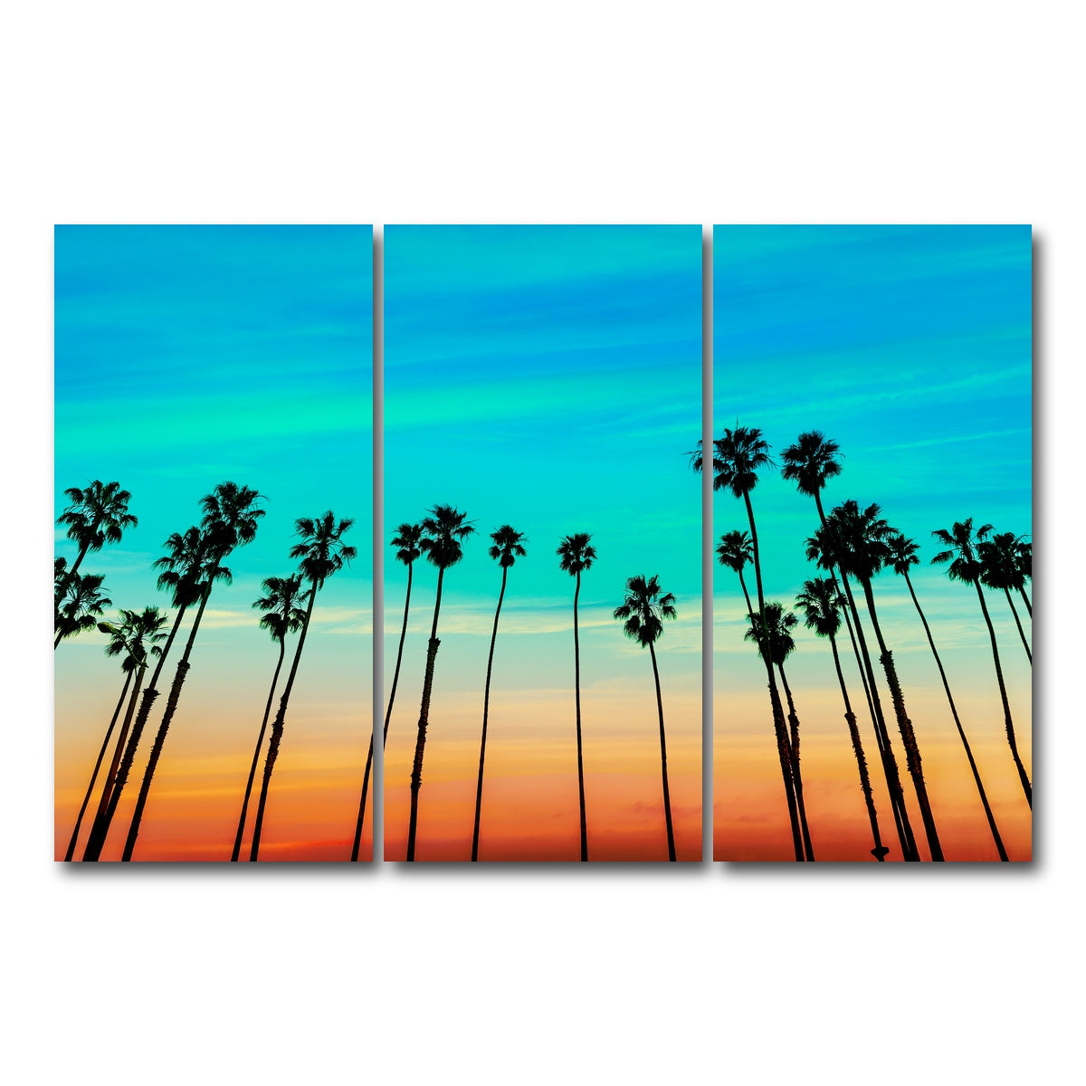 AUTO-MOCKUP WHITE | Palm tree Sunset Santa Barbara | 3 Piece | Gallery Wrap Canvas | group=12x24