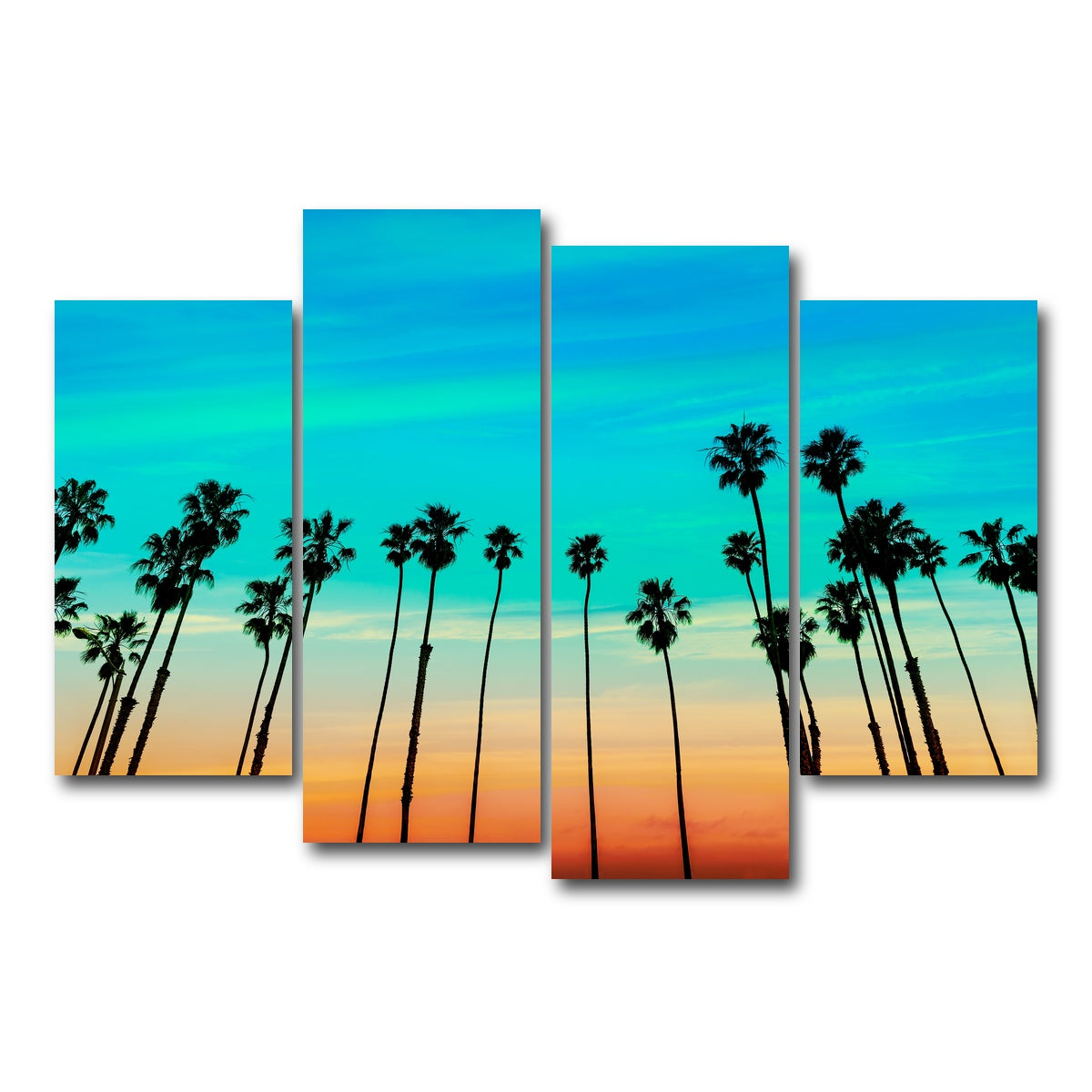 AUTO-MOCKUP WHITE | Palm tree Sunset Santa Barbara | 4 Piece | Gallery Wrap Canvas | group=4_short
