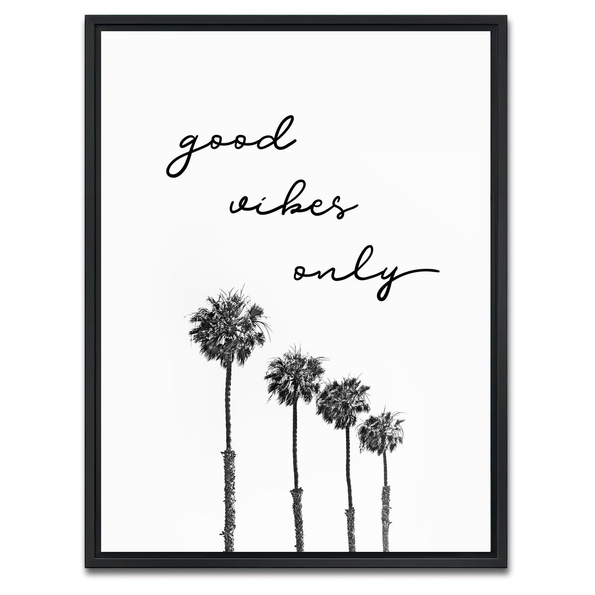 AUTO-MOCKUP WHITE | Palm trees - good vibes only | 1 Piece | Black Framed Canvas | group=3x4