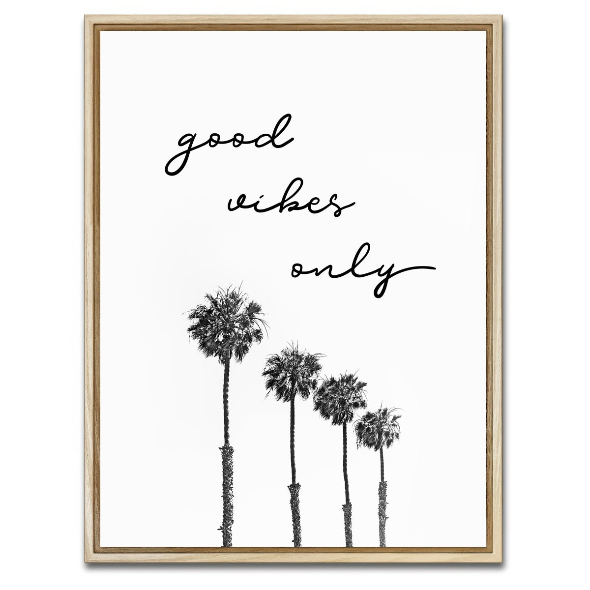 AUTO-MOCKUP WHITE | Palm trees - good vibes only | 1 Piece | Natural Framed Canvas | group=3x4