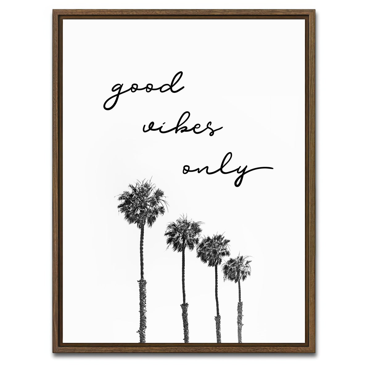 AUTO-MOCKUP WHITE | Palm trees - good vibes only | 1 Piece | Walnut Framed Canvas | group=3x4