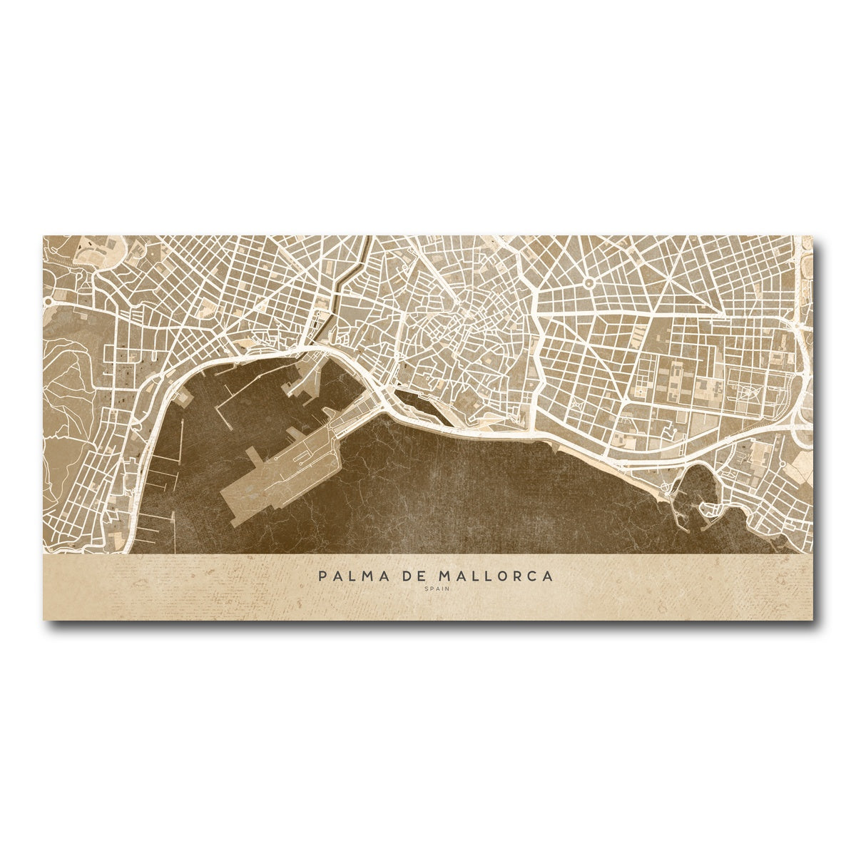 AUTO-MOCKUP WHITE | Palma De Mallorca Map | 1 Piece | Gallery Wrap Canvas | group=2x1