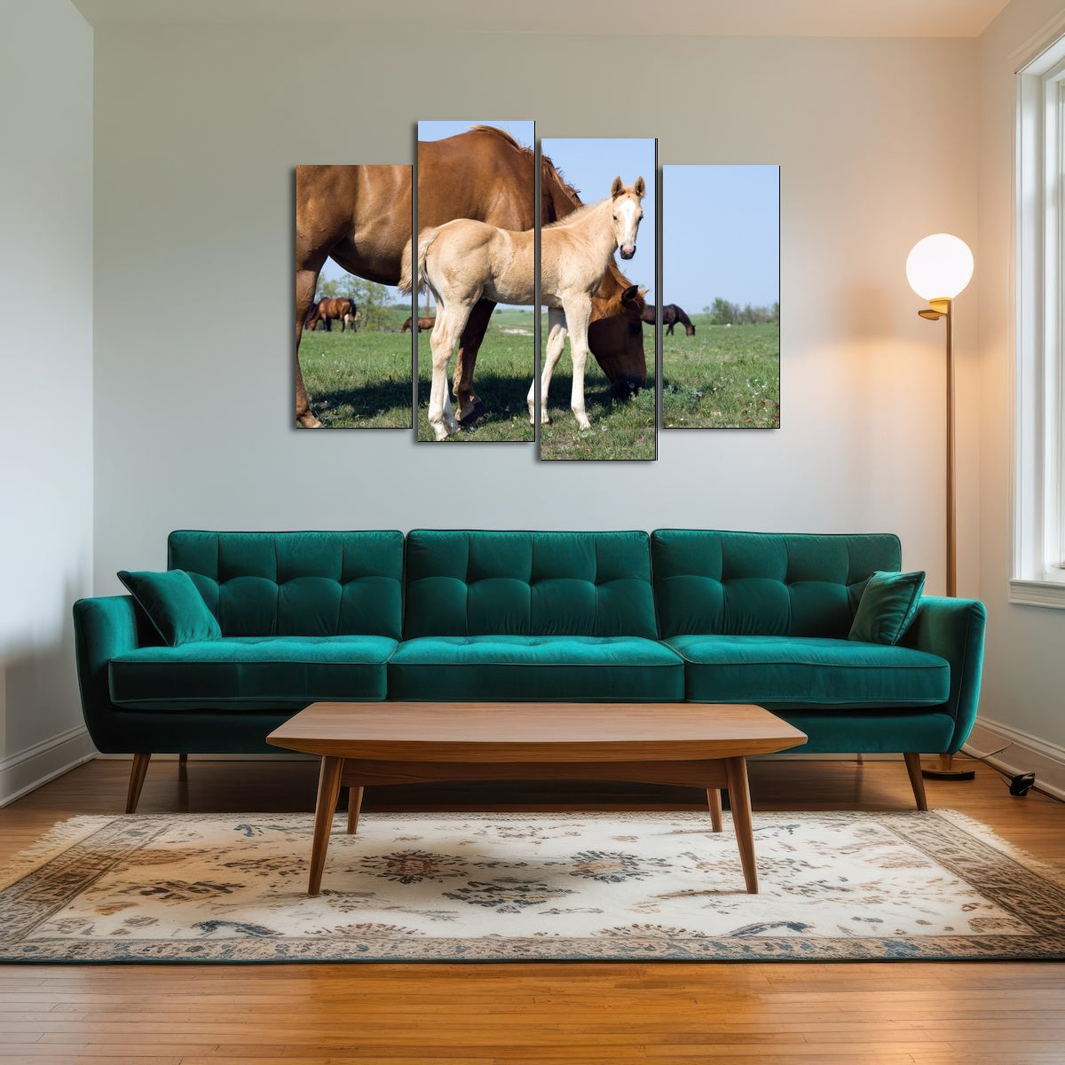AUTO-MOCKUP ROOM | Palomino quarter horse foal and mare