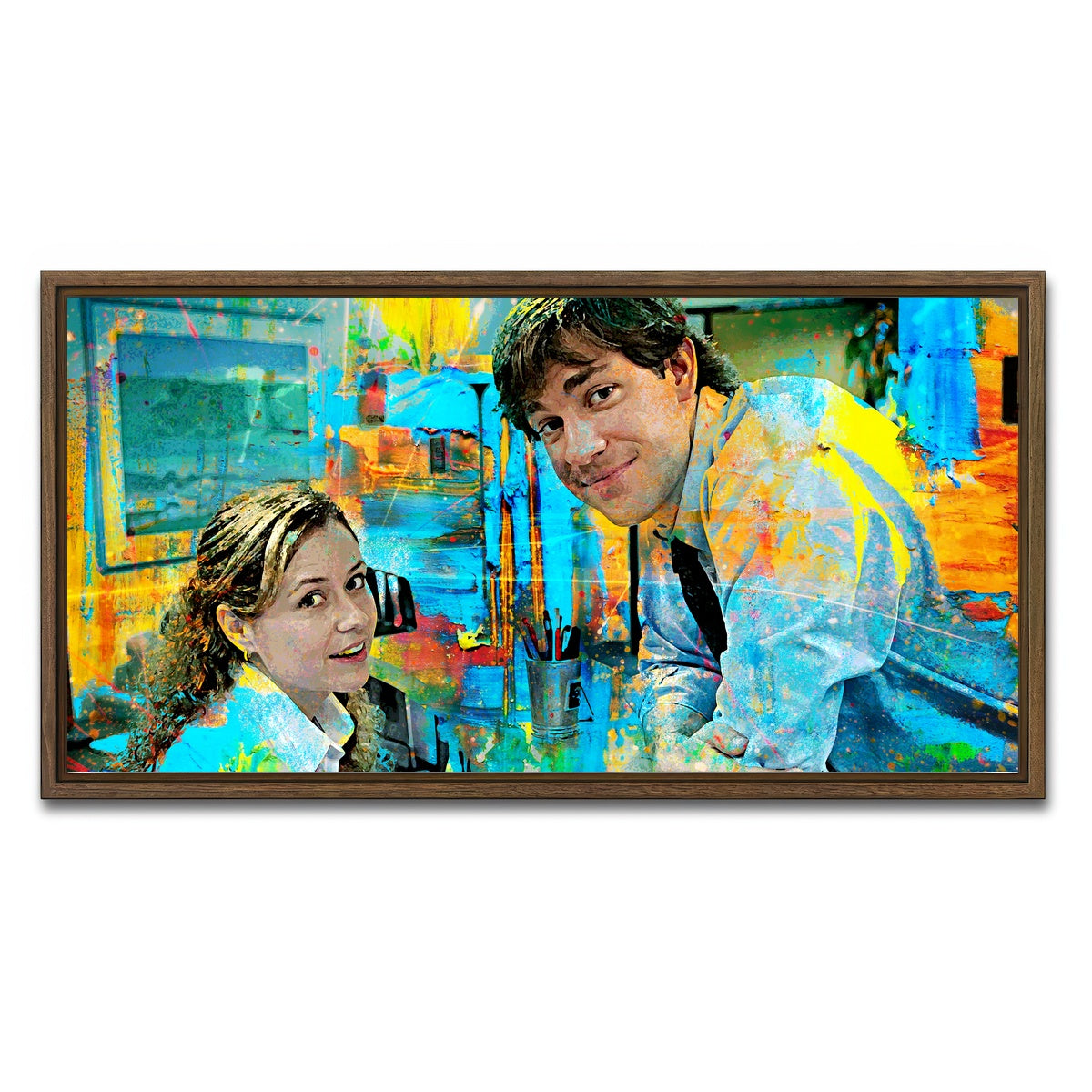 AUTO-MOCKUP WHITE | Pam & Jim | 1 Piece | Walnut Framed Canvas | group=2x1