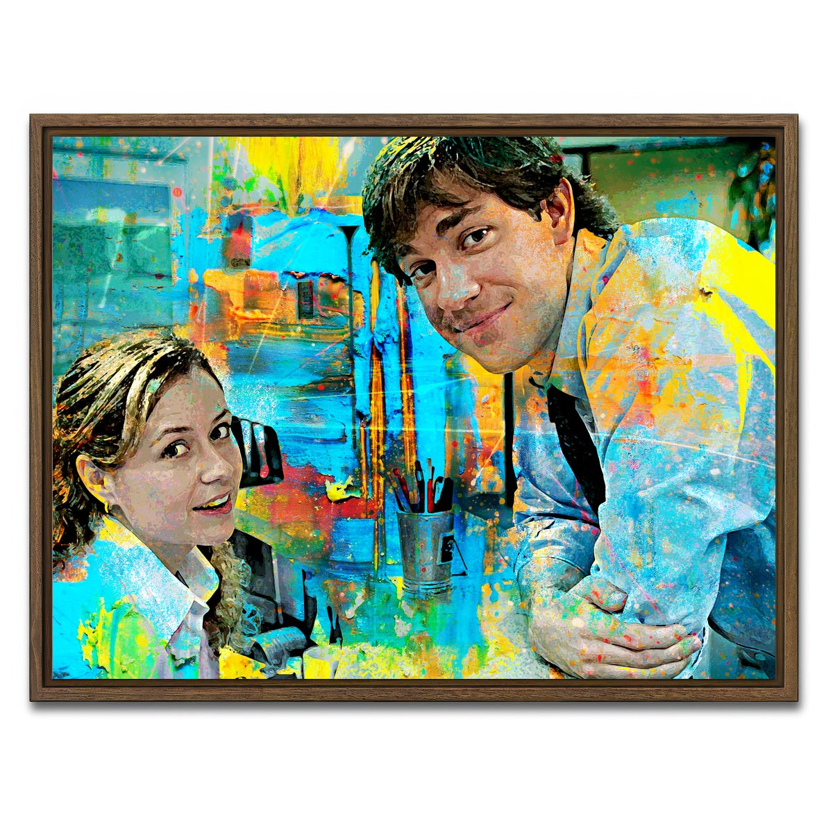 AUTO-MOCKUP WHITE | Pam & Jim | 1 Piece | Walnut Framed Canvas | group=4x3