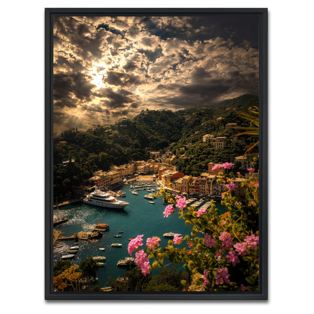 AUTO-MOCKUP WHITE | Panorama Of Portofino | 1 Piece | Black Framed Canvas | group=3x4