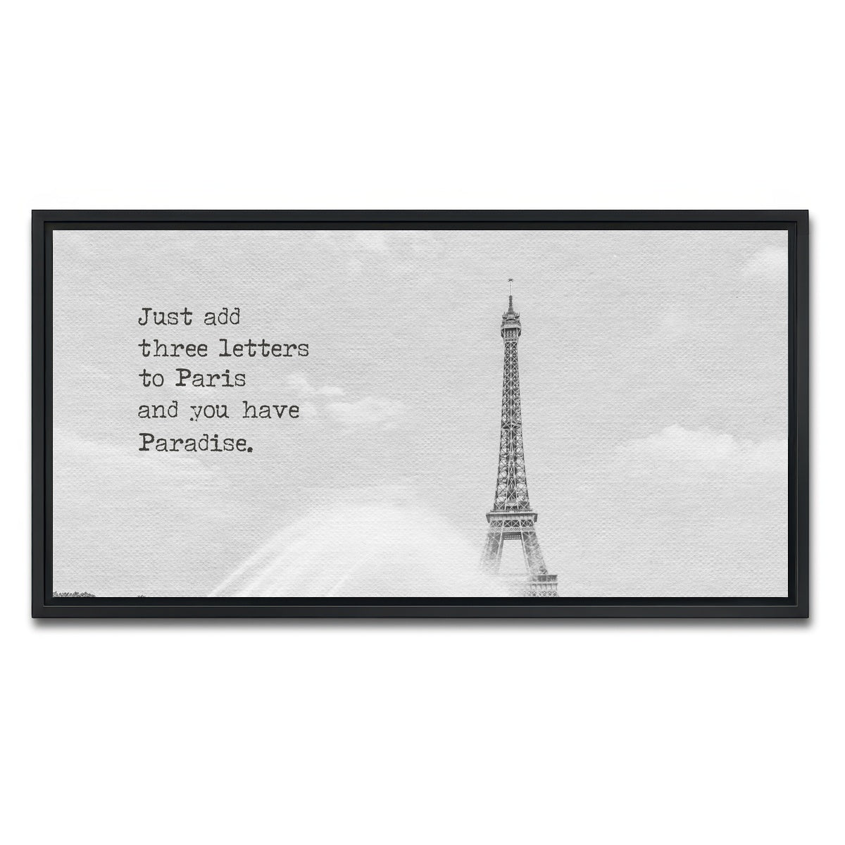 AUTO-MOCKUP WHITE | Paradise - Paris Eiffel Tower | 1 Piece | Black Framed Canvas | group=2x1