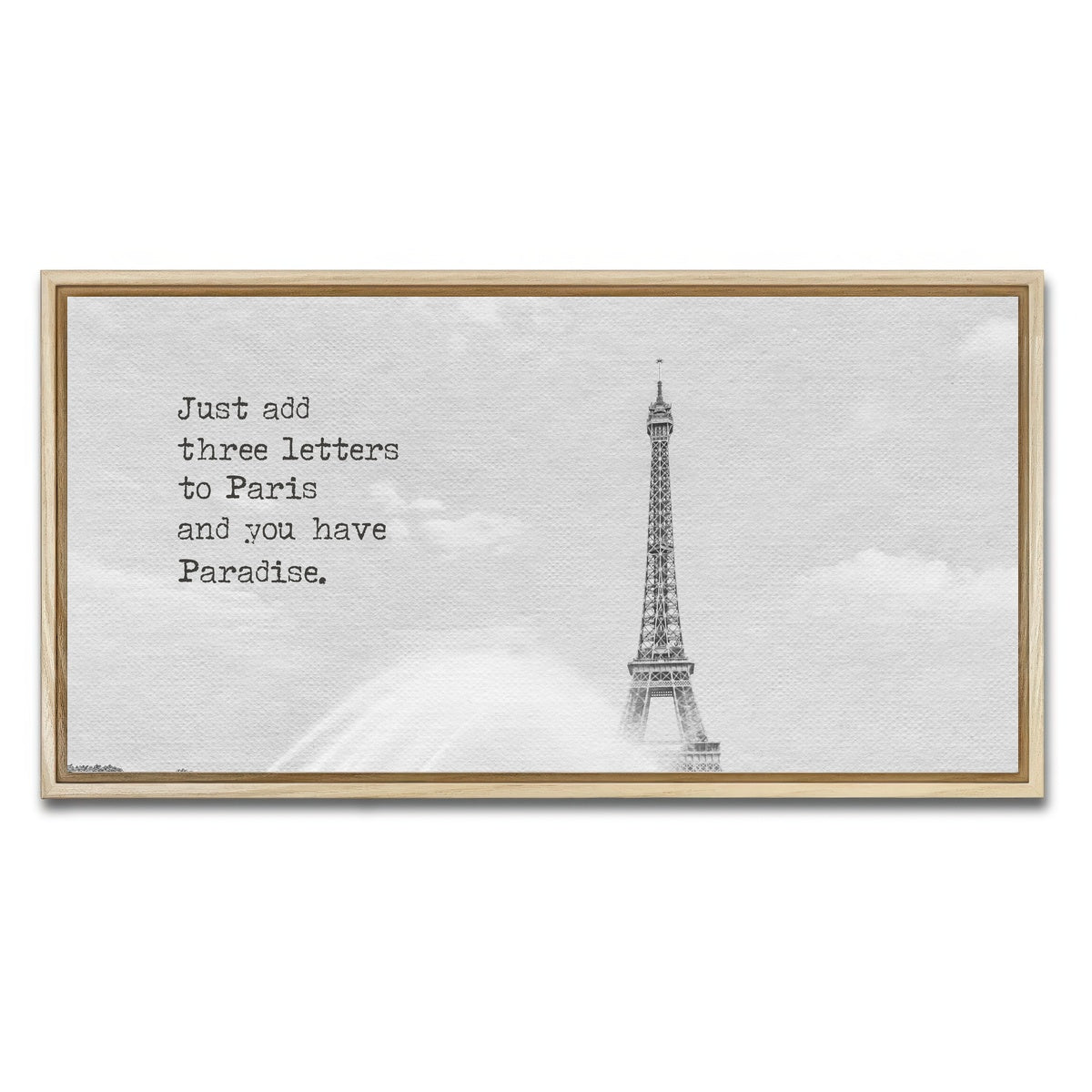 AUTO-MOCKUP WHITE | Paradise - Paris Eiffel Tower | 1 Piece | Natural Framed Canvas | group=2x1