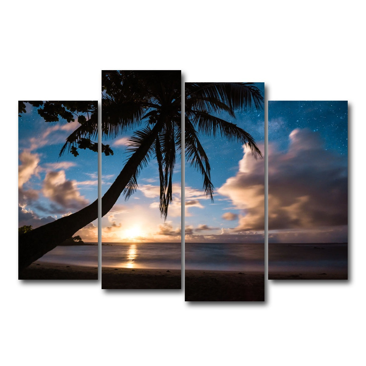 AUTO-MOCKUP WHITE | Paradise at Night | 4 Piece | Gallery Wrap Canvas | group=4_normal