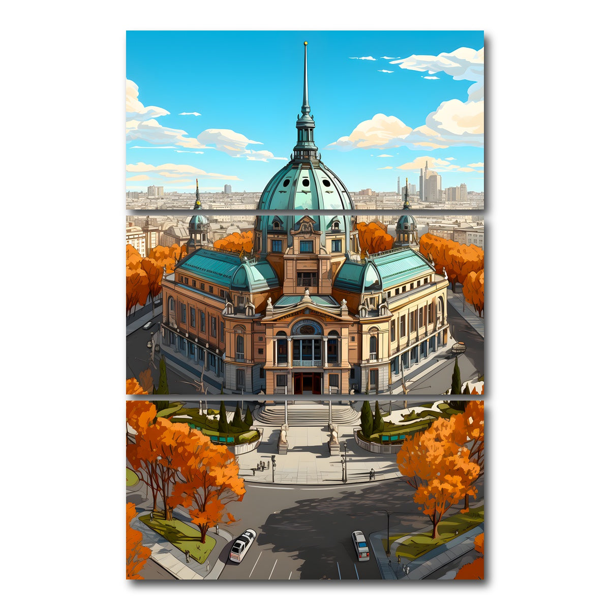 AUTO-MOCKUP WHITE | Paris - Petit Palais | 3 Piece | Gallery Wrap Canvas | group=12x24_stacked