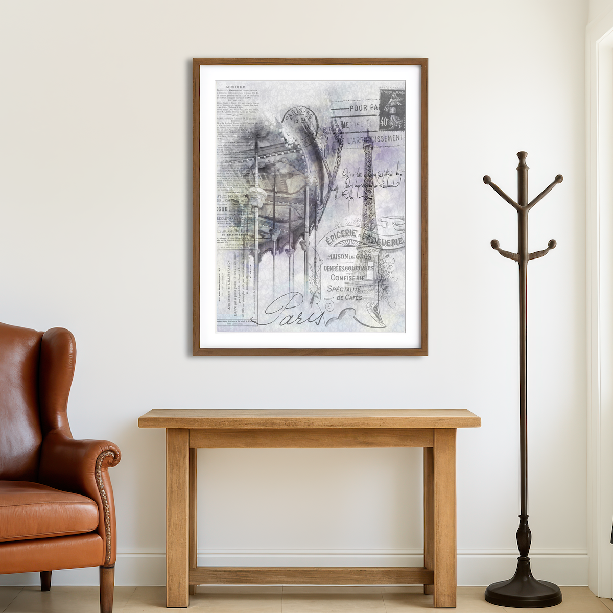 AUTO-MOCKUP ROOM | Paris Collage - Eiffel Tower And Carousel Wall Art