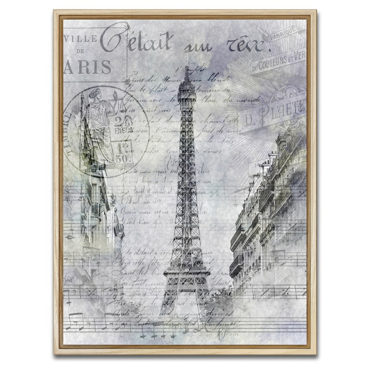 AUTO-MOCKUP WHITE | Paris Collage | 1 Piece | Natural Framed Canvas | group=3x4
