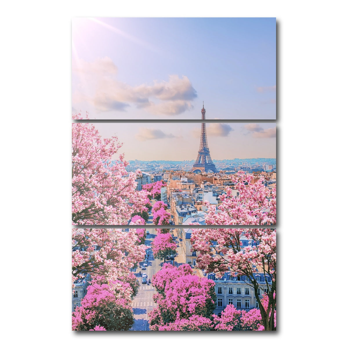 AUTO-MOCKUP WHITE | Paris Sakura | 3 Piece | Gallery Wrap Canvas | group=12x24_stacked