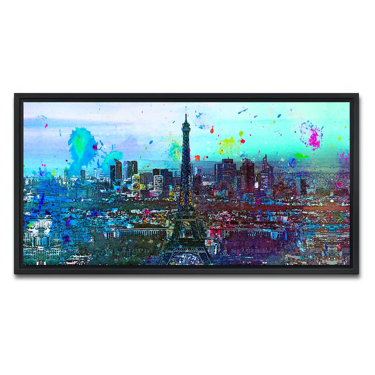 AUTO-MOCKUP WHITE | Paris Skyline | 1 Piece | Black Framed Canvas | group=2x1
