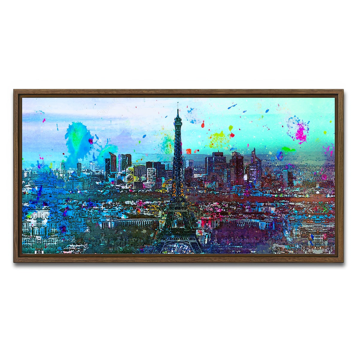 AUTO-MOCKUP WHITE | Paris Skyline | 1 Piece | Walnut Framed Canvas | group=2x1