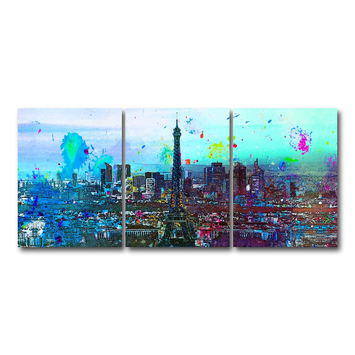 AUTO-MOCKUP WHITE | Paris Skyline | 3 Piece | Gallery Wrap Canvas | group=18x24