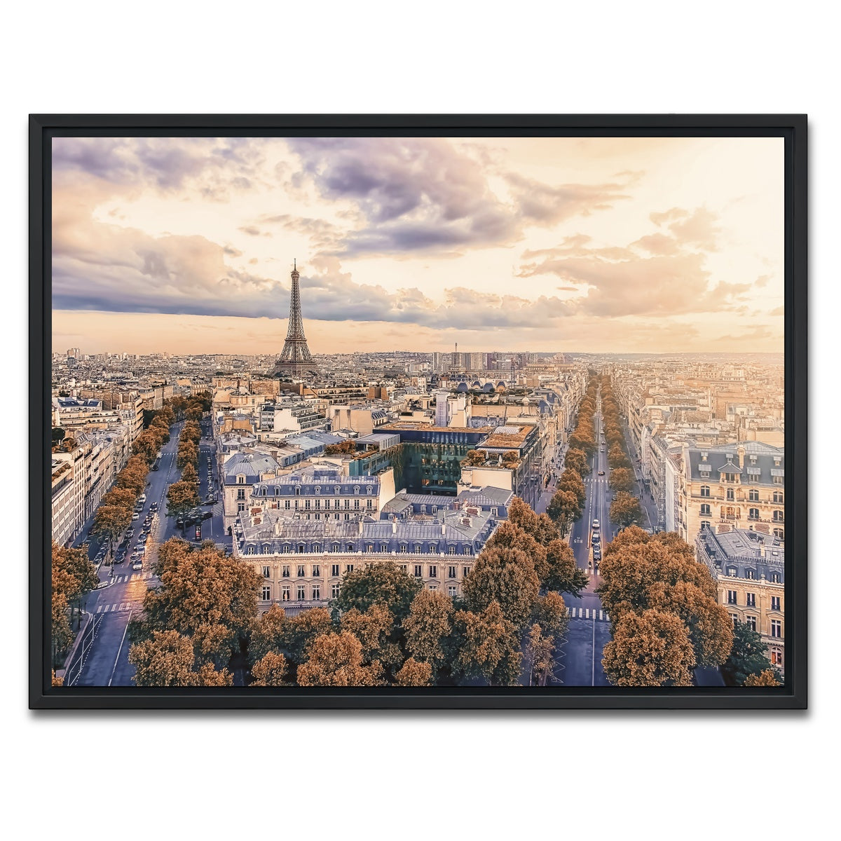 AUTO-MOCKUP WHITE | Paris Sunset | 1 Piece | Black Framed Canvas | group=4x3