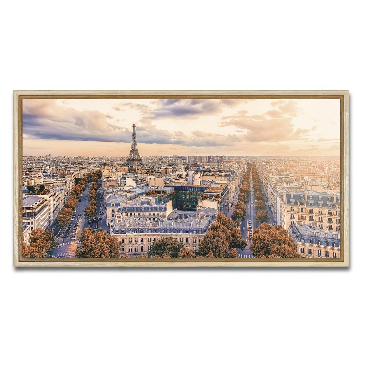 AUTO-MOCKUP WHITE | Paris Sunset | 1 Piece | Natural Framed Canvas | group=2x1