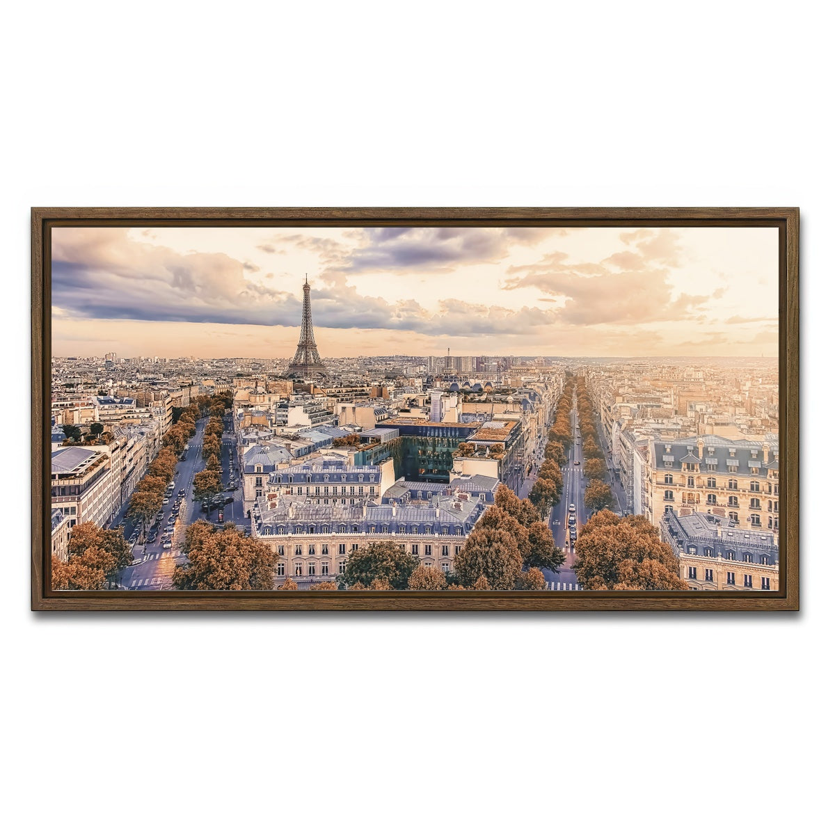 AUTO-MOCKUP WHITE | Paris Sunset | 1 Piece | Walnut Framed Canvas | group=2x1
