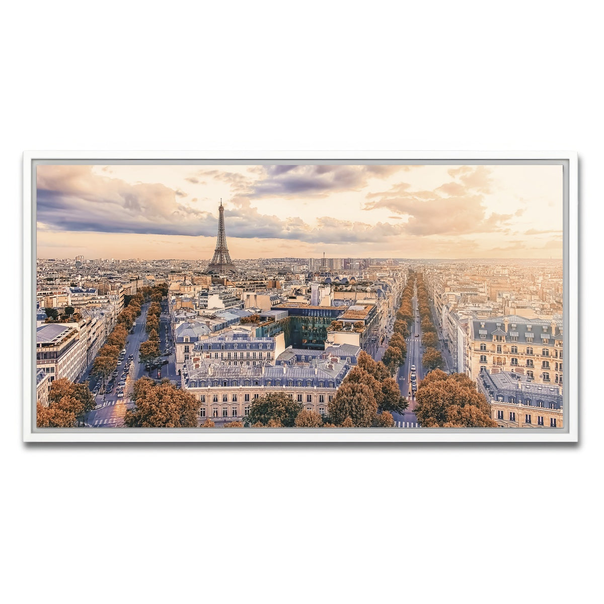 AUTO-MOCKUP WHITE | Paris Sunset | 1 Piece | White Framed Canvas | group=2x1