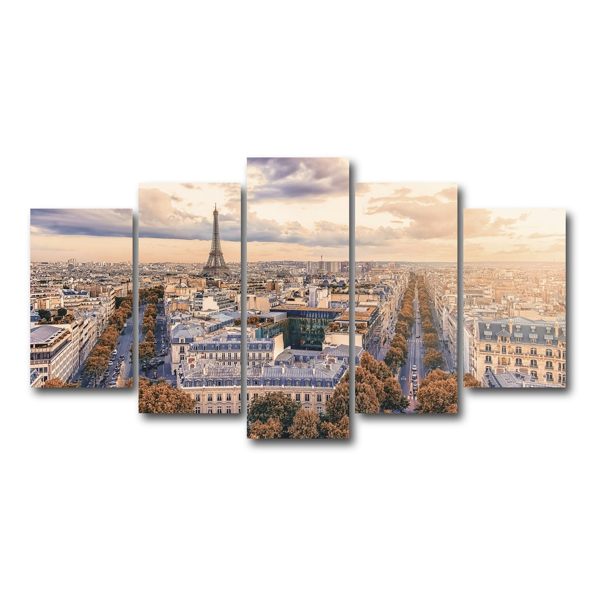 AUTO-MOCKUP WHITE | Paris Sunset | 5 Piece | Gallery Wrap Canvas | group=5_normal